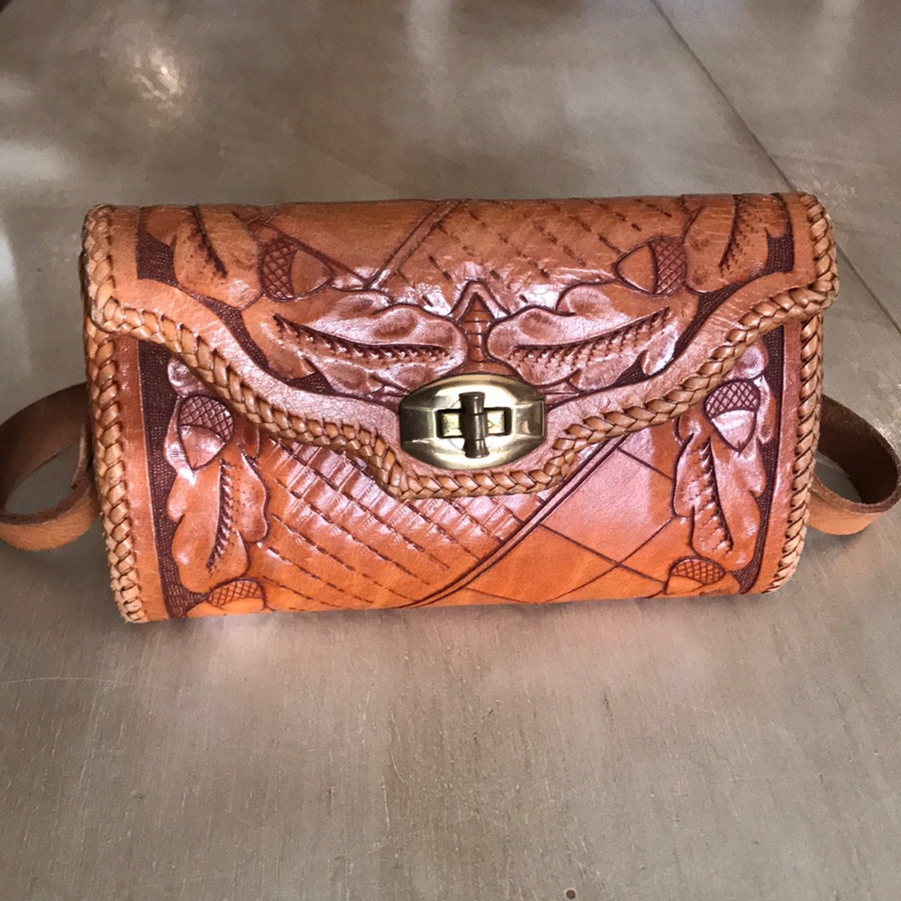 Vintage Handcrafted Tan Leather Small Bag